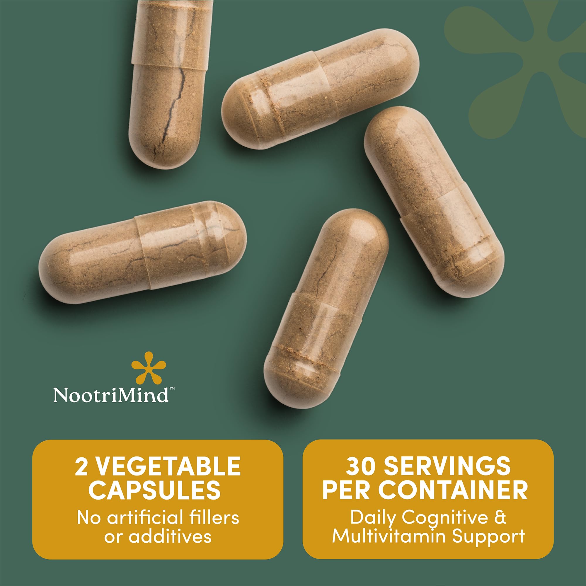 Packaging showing organic, lab-tested brain health supplement