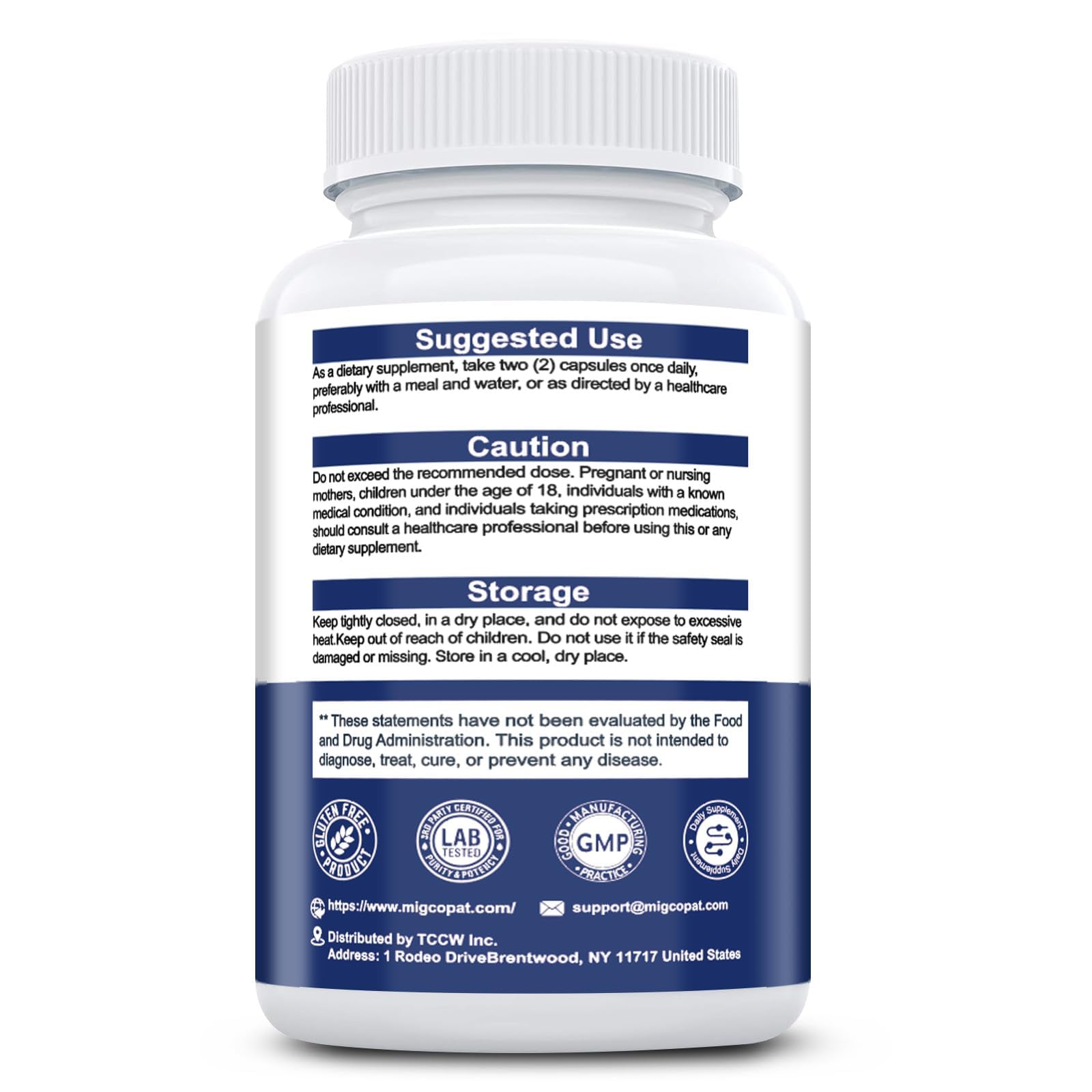 Non-GMO and gluten-free label on brain supplement bottle