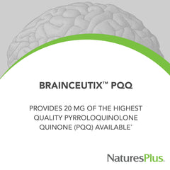 Brainceutix PQQ bottle side view highlighting vegan capsules