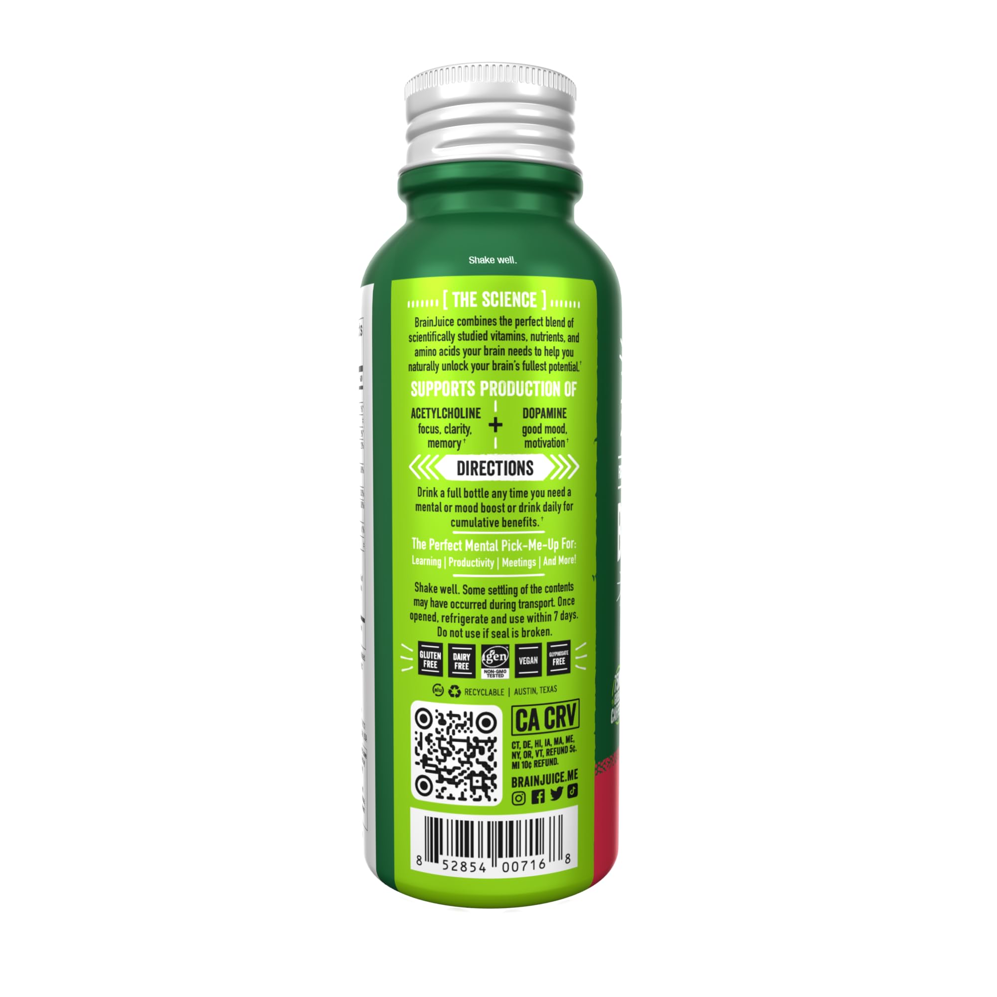 BrainJuice energy shot flavor strawberry-lemonade for refreshing taste.