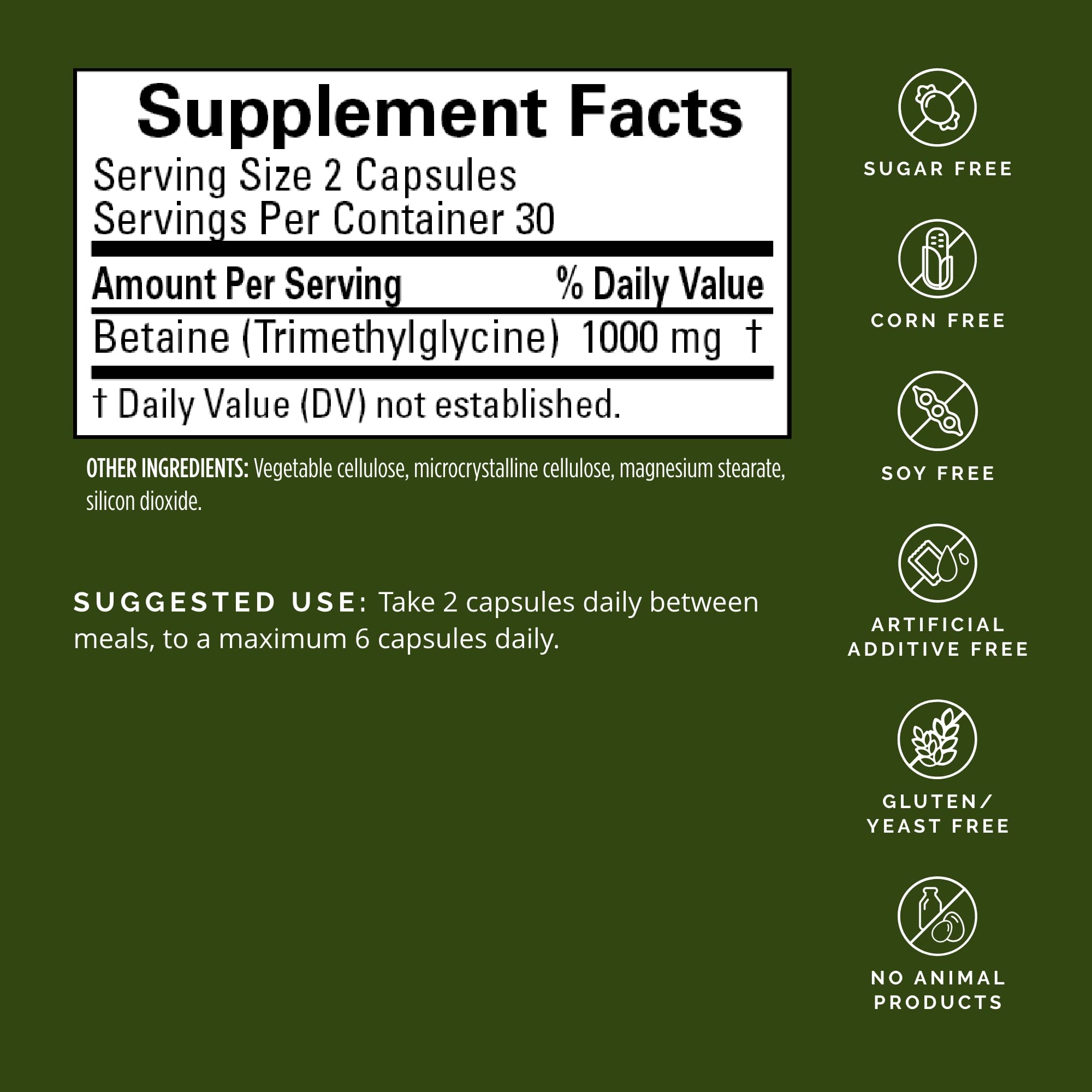BrainMD Betaine TMG bottle label showing 1000 mg per serving