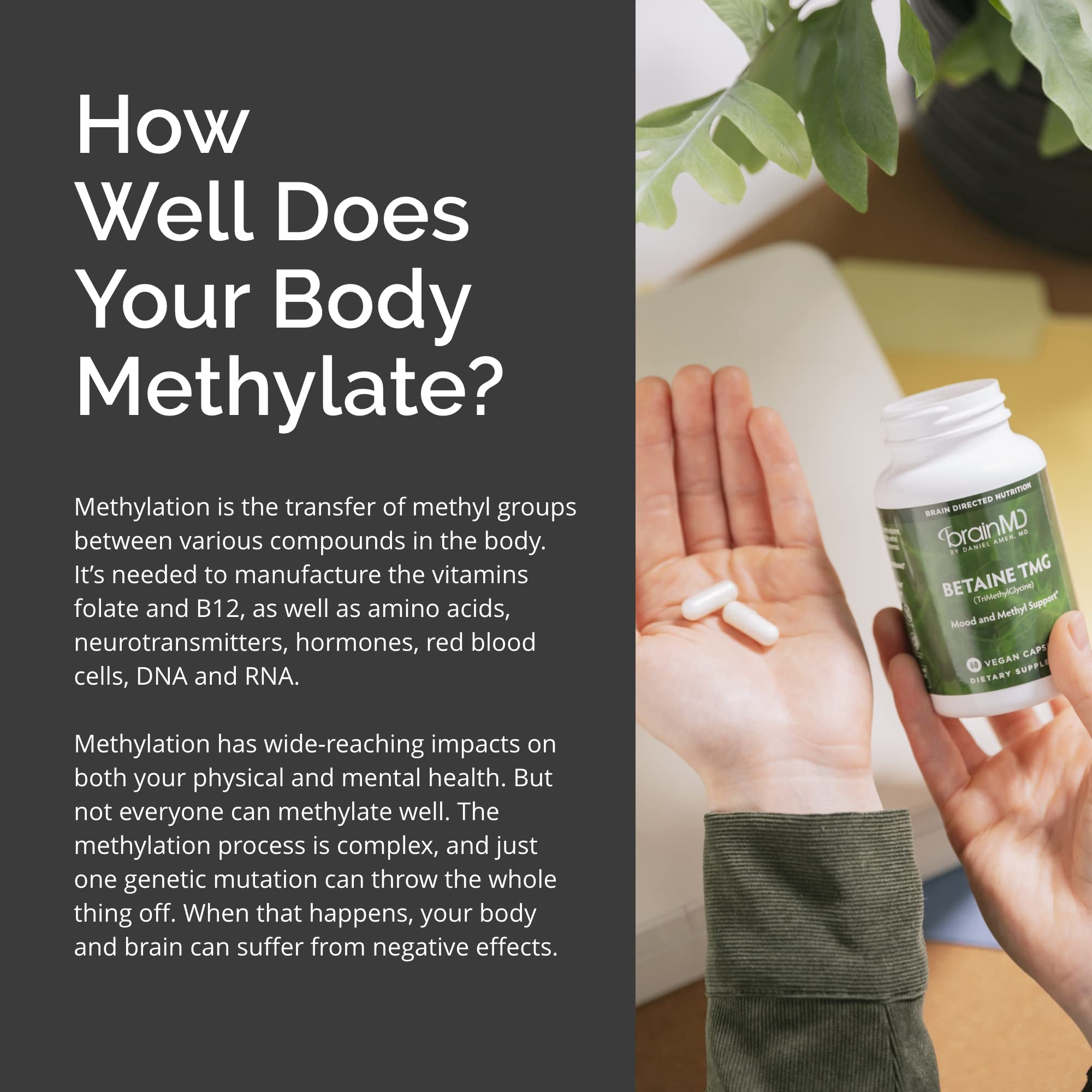 Mood and methyl support imagery associated with BrainMD Betaine TMG