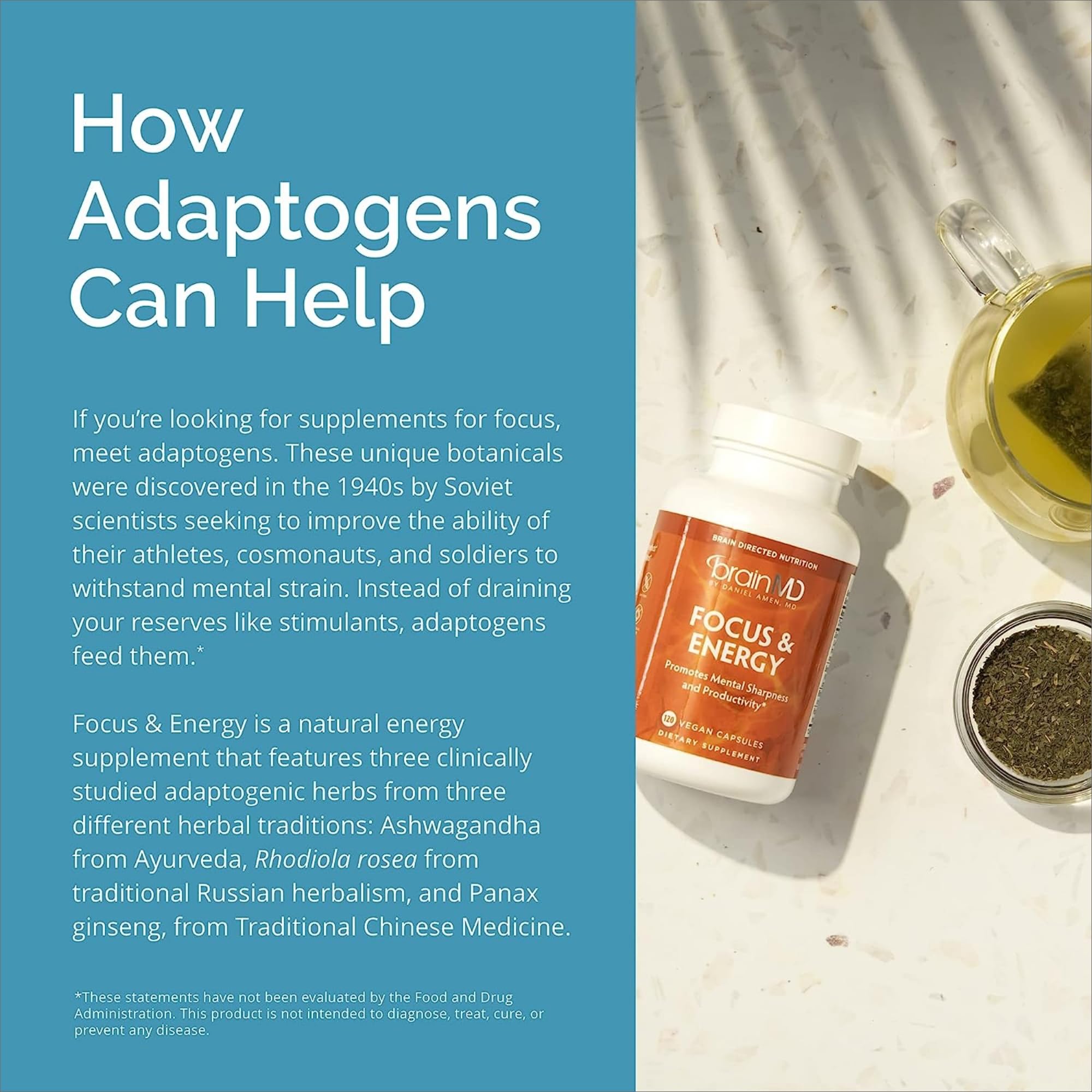 Pack of 2 BrainMD Focus & Energy bottles with 60 servings total