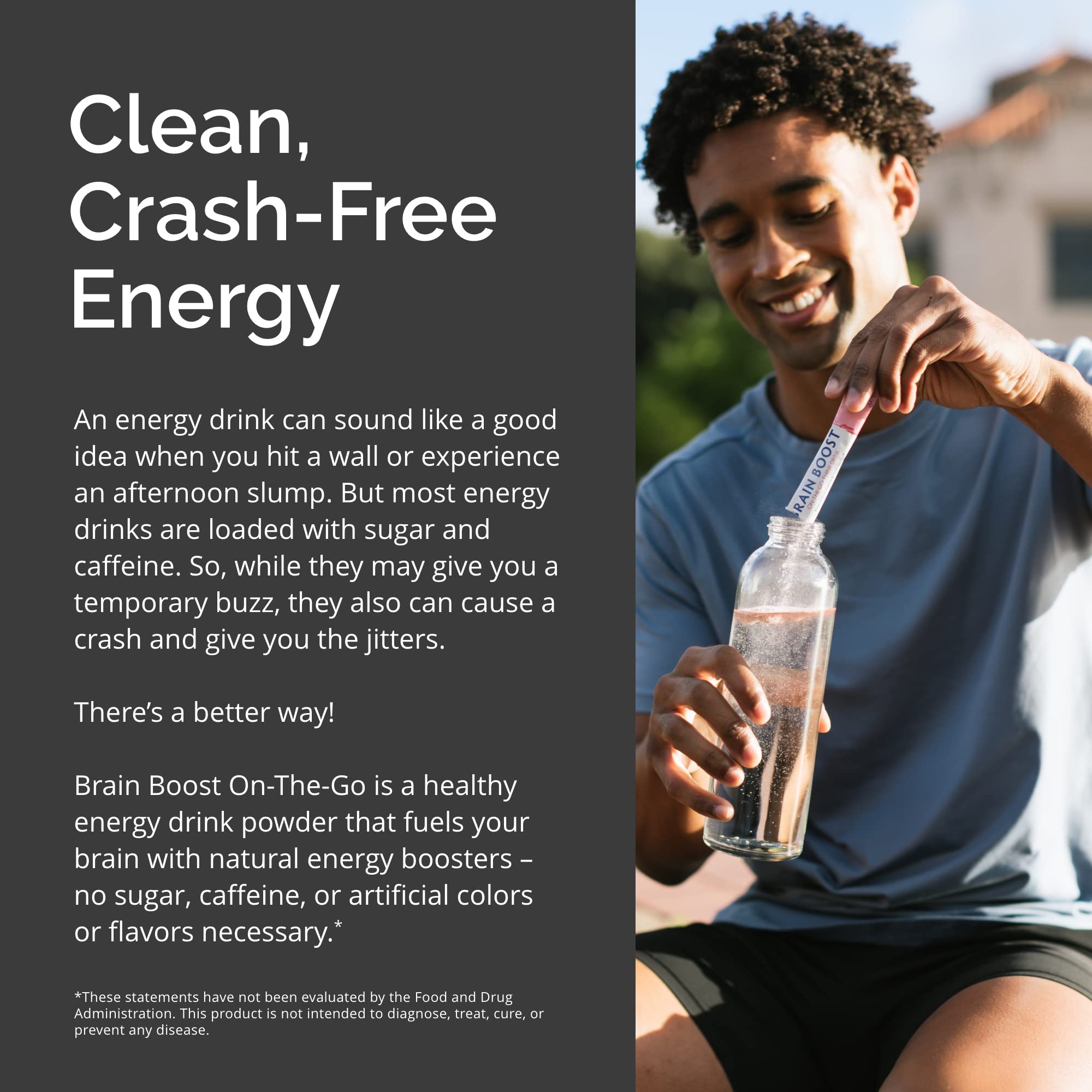 BrainMD ingredients label highlighting B vitamins and antioxidants for mental energy.