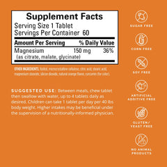 Label showing ingredients and supplement facts for BrainMD Magnesium Chewables Citrus