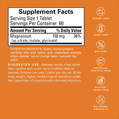 Close-up of magnesium chewable tablets in citrus flavor