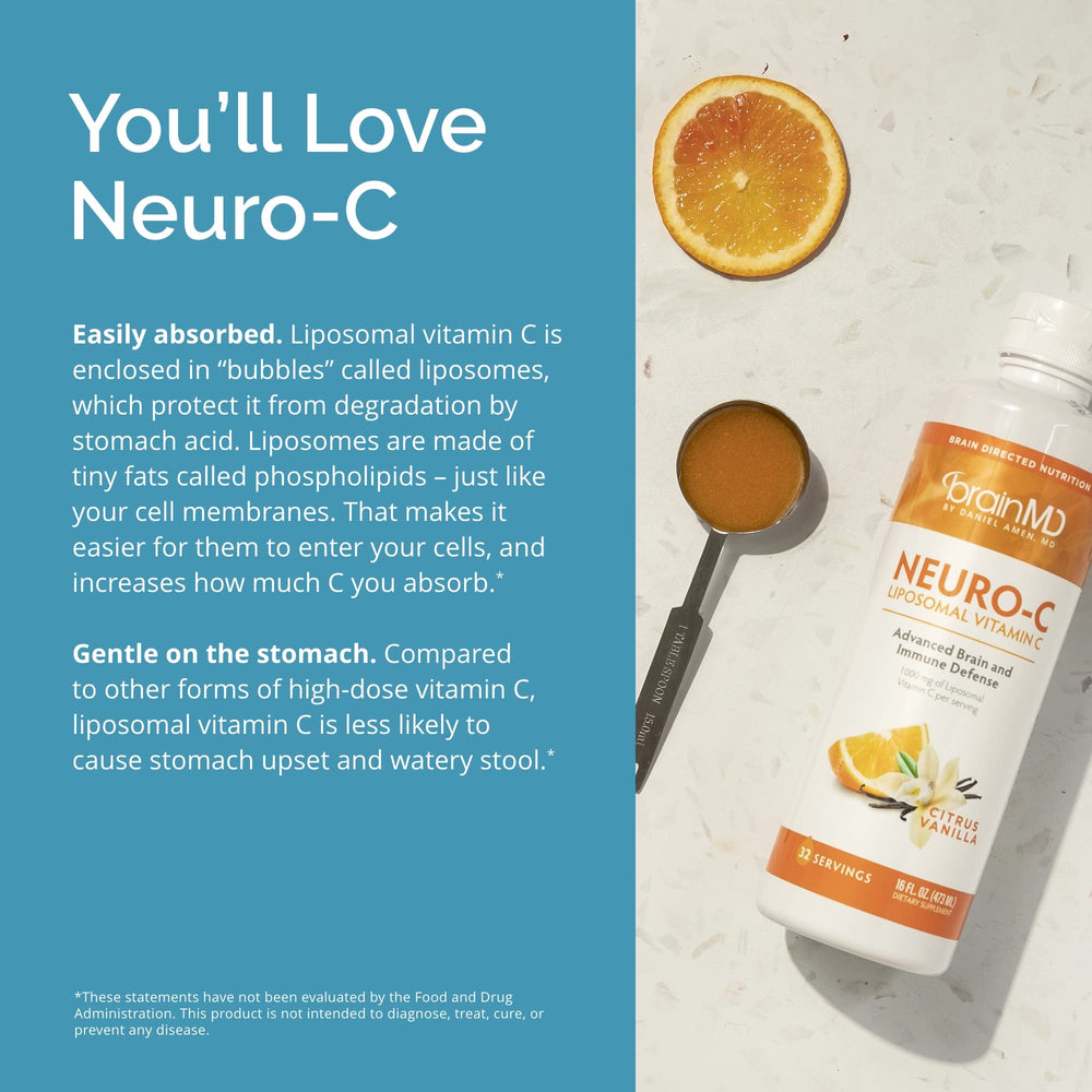 BRAINMD Neuro-C Citrus Vanilla packaging and bottle on box