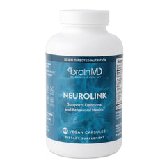 Front view of BrainMD NeuroLink 180-capsule bottle
