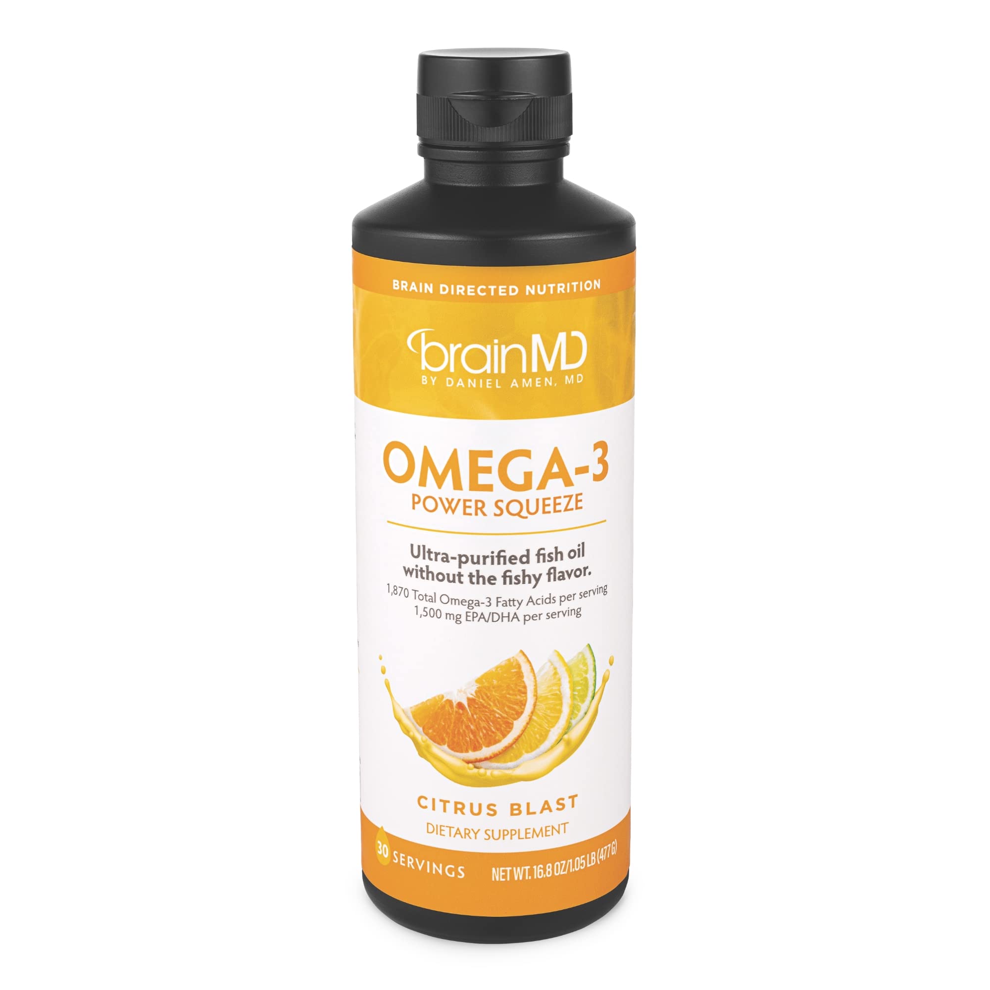 BrainMD Omega-3 Power Squeeze Citrus Blast bottle 16.8 oz