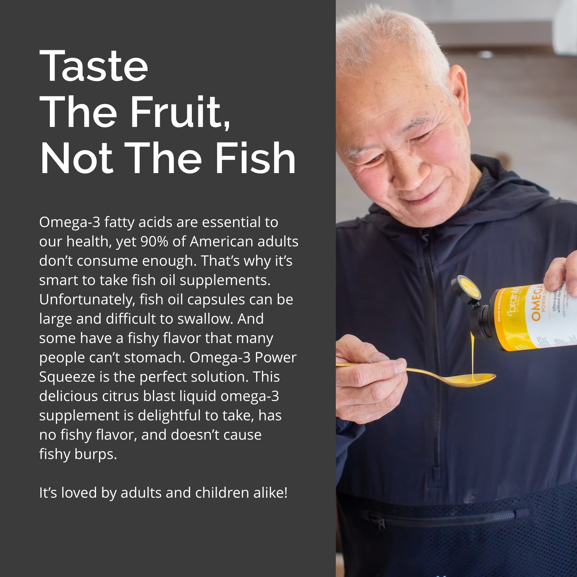 Ingredients list for BrainMD Omega-3 Power Squeeze Citrus Blast