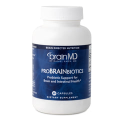 BrainMD ProBRAINbiotics bottle label showing 3 Billion CFU, 60 capsules