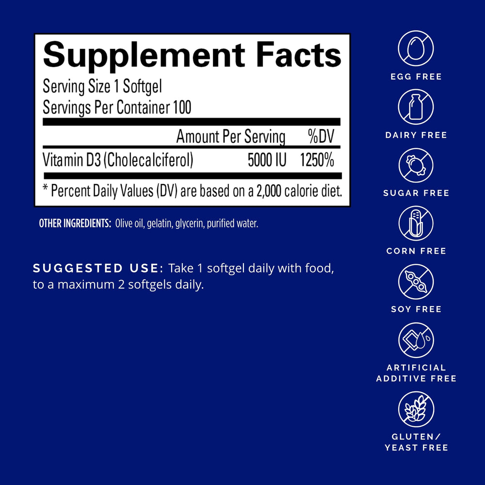 Vitamin D3 5000 IU softgel capsules