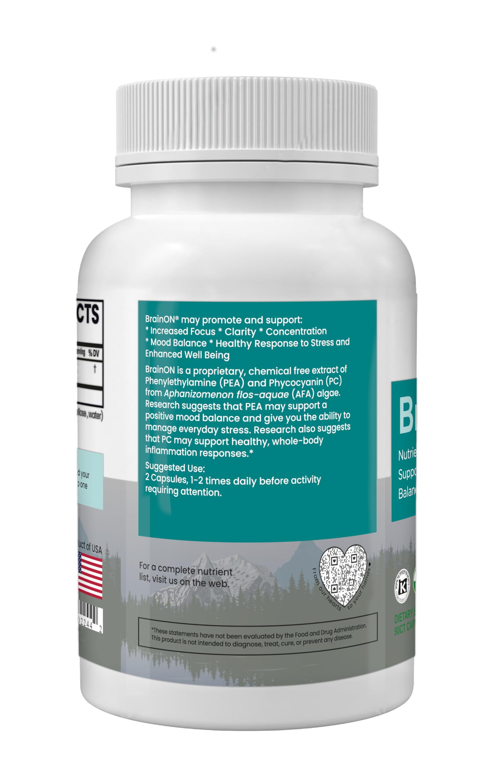 BrainON product displayed with Oregon origin note