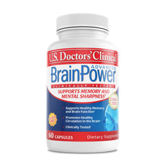 Bottle of BrainPower Advanced Memory Supplement with 60 capsules and 15 brain-boosting nutrients