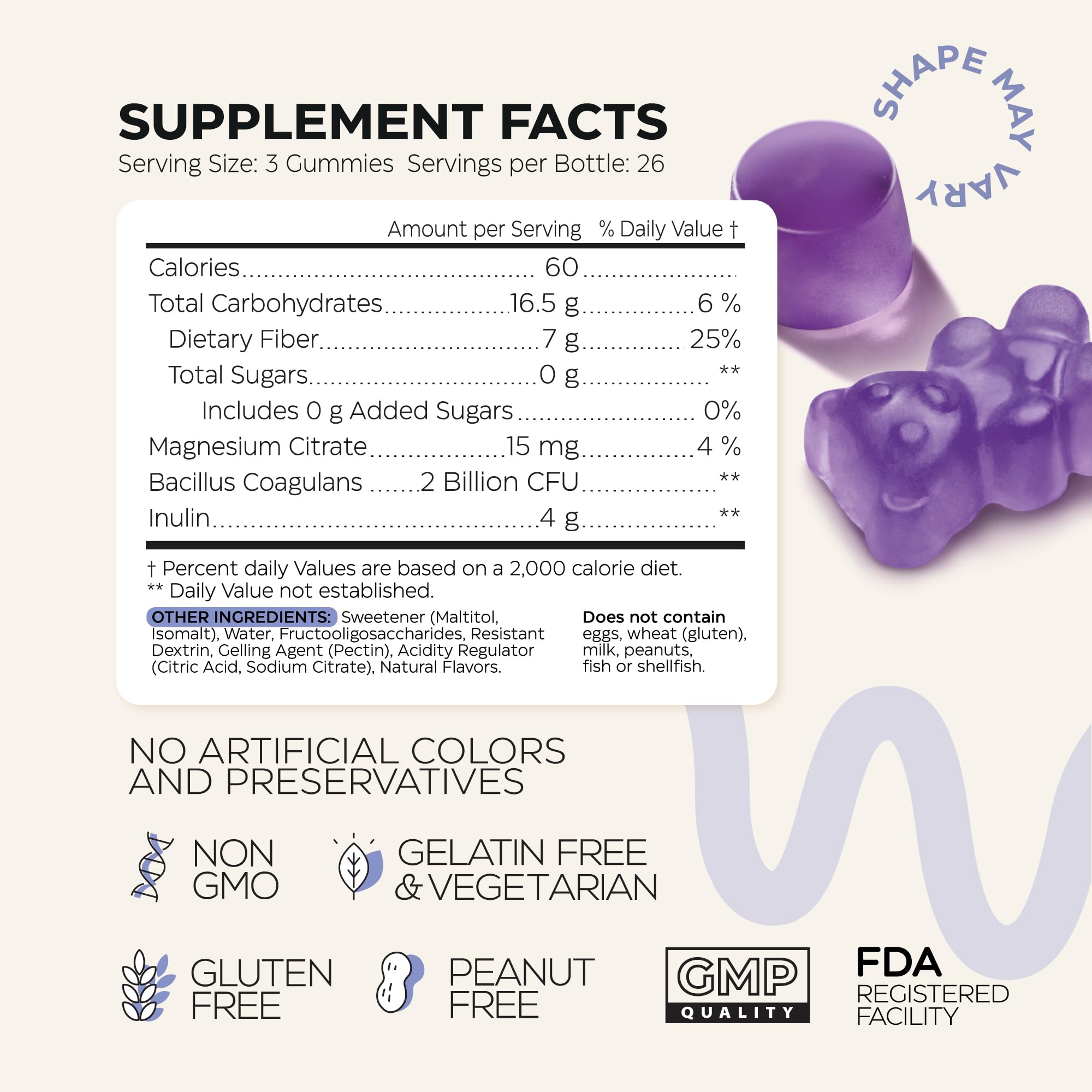Brand quality manufacturing and purity standards for prebiotic gummies