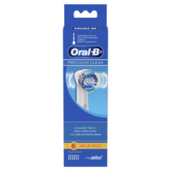 Six replacement heads for Oral-B Precision Clean laid out in a row