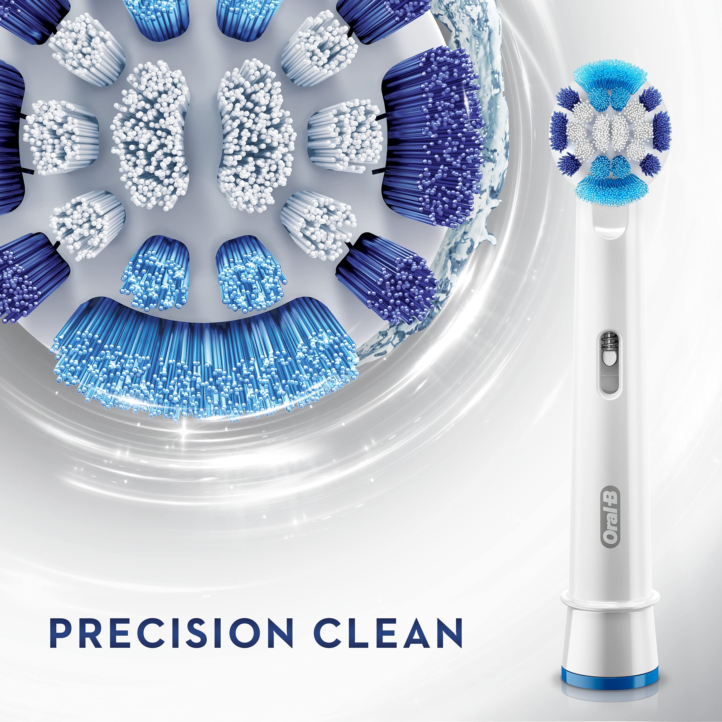 Close-up of a Precision Clean replacement toothbrush head