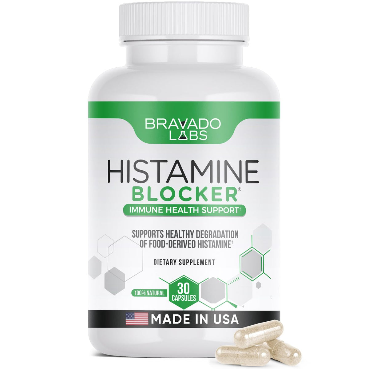 Bravado Labs DAO Enzyme Supplement bottle label