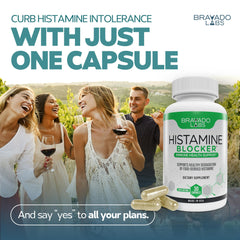 Open bottle with Bravado Labs DAO Enzyme Supplement capsules