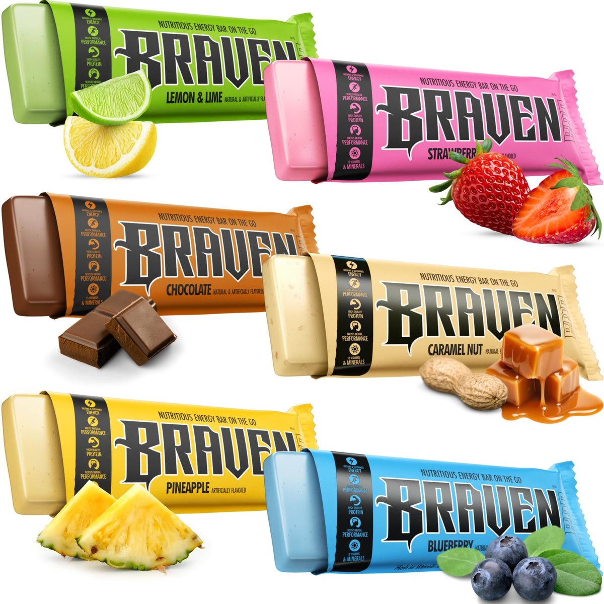 BRAVEN Braven Bar Variety Pack on-the-go bar with 5g protein.