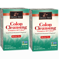 Front-facing packaging of Bravo Tea Colon Cleansing Herbal Tea