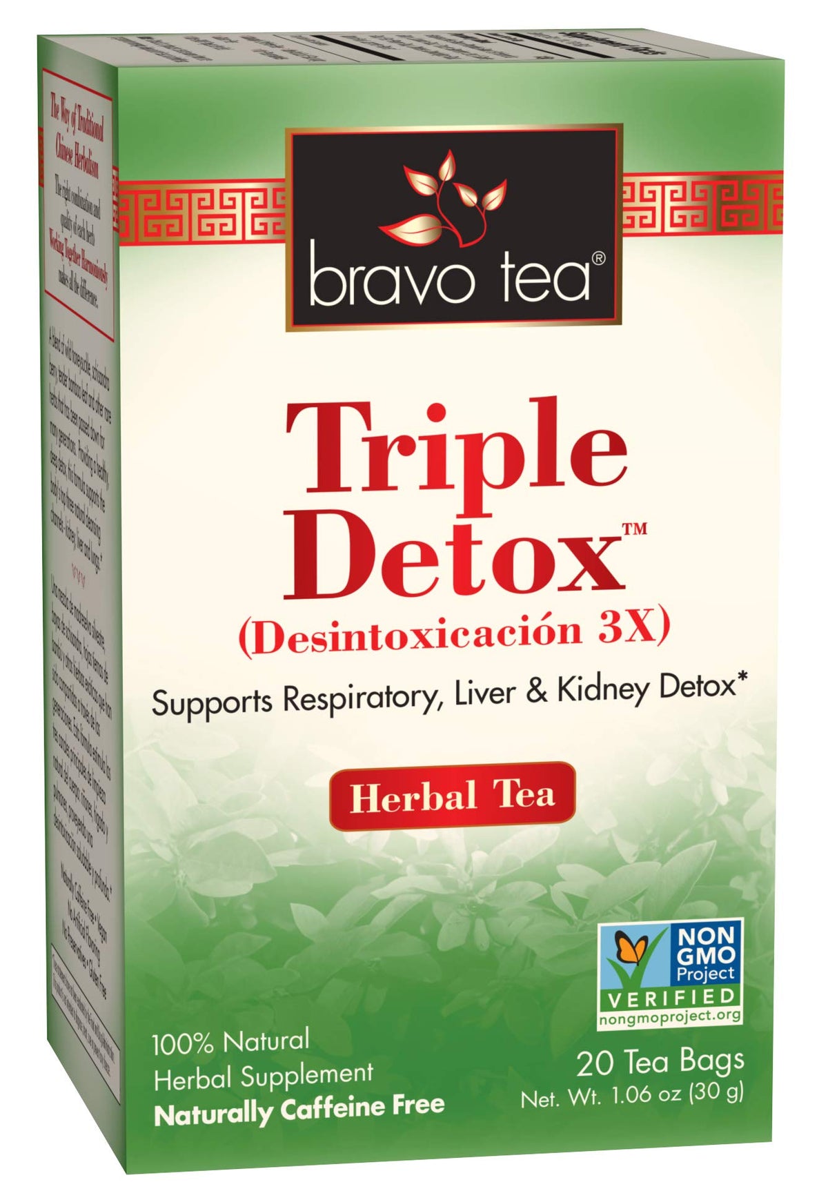 Bravo Tea Triple Detox Herbal Tea 20 count packaging