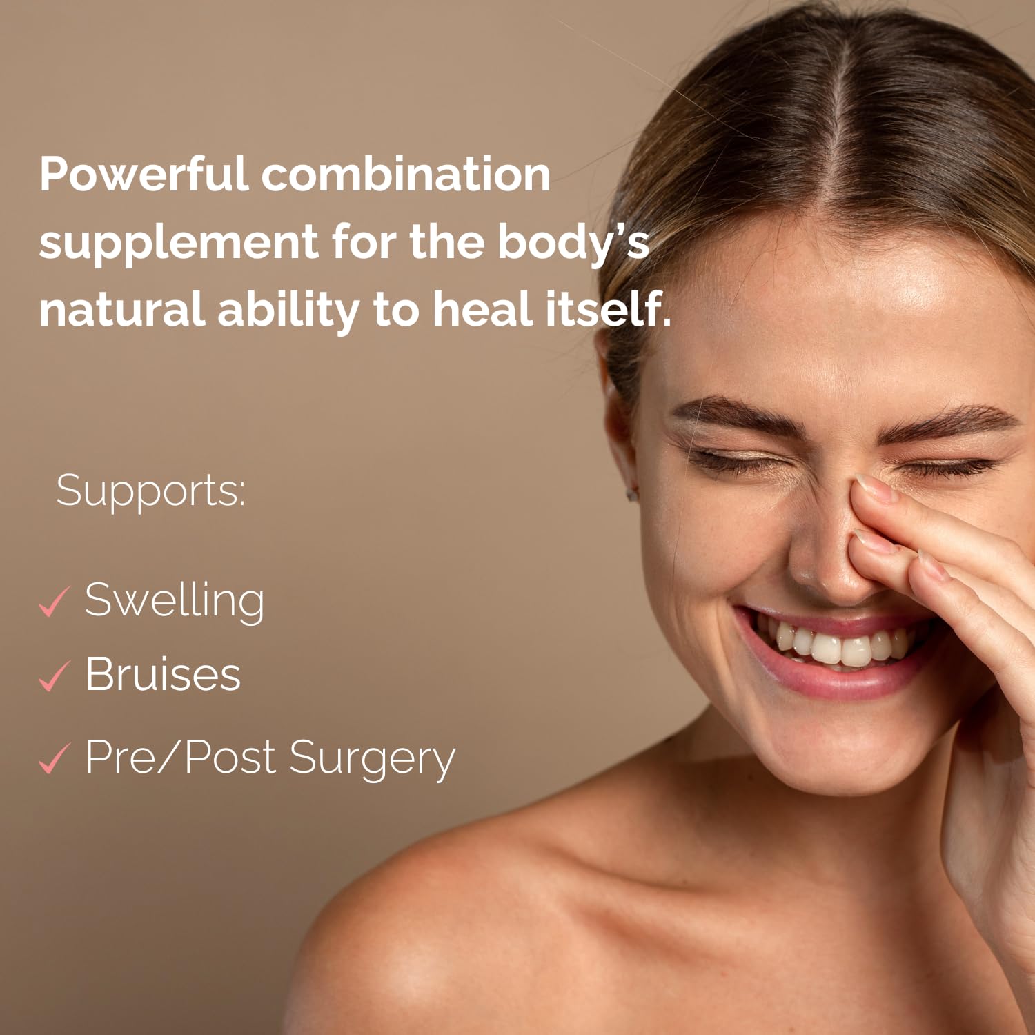 Easy-to-swallow BrazzoMD supplement capsules on white background