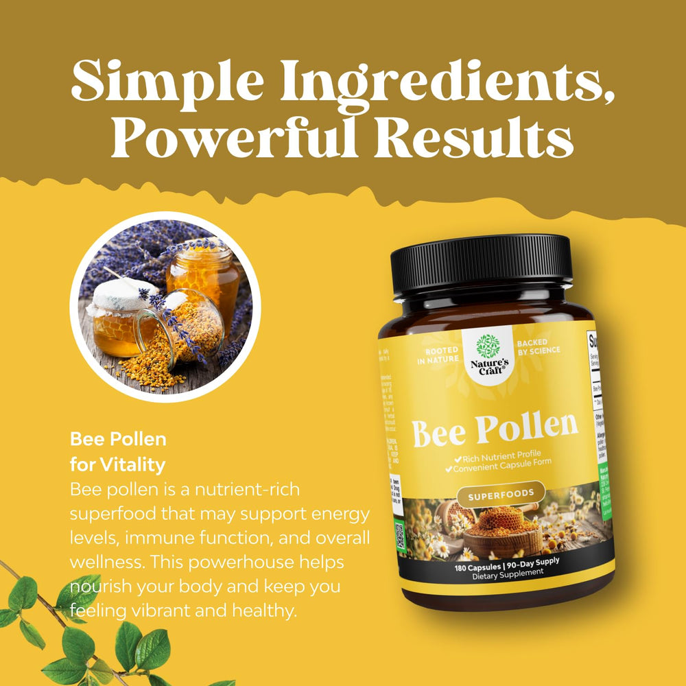 Breast support dietary supplement label with bee pollen