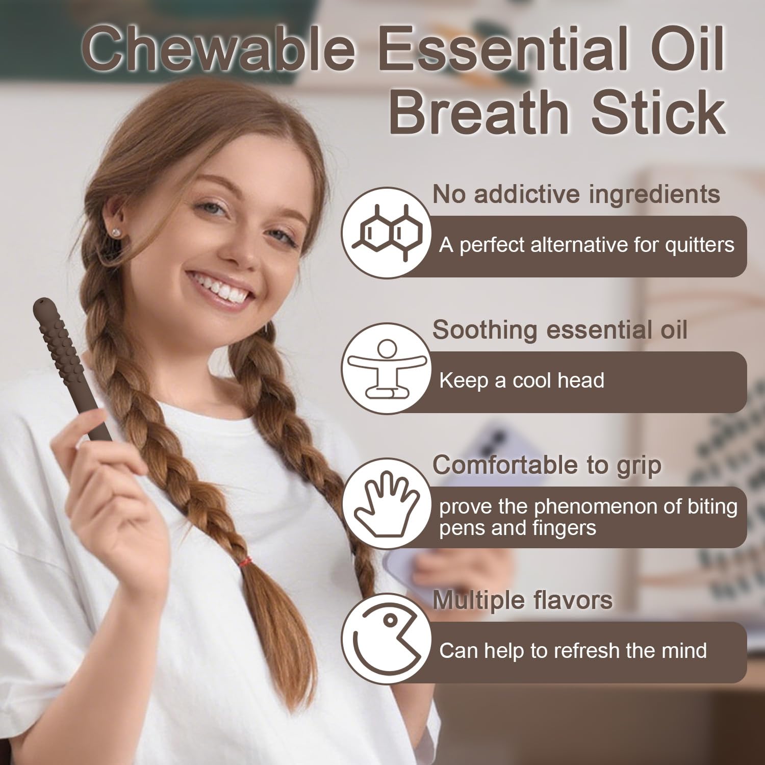 Eco-friendly food-grade silicone chewable breather with refill core