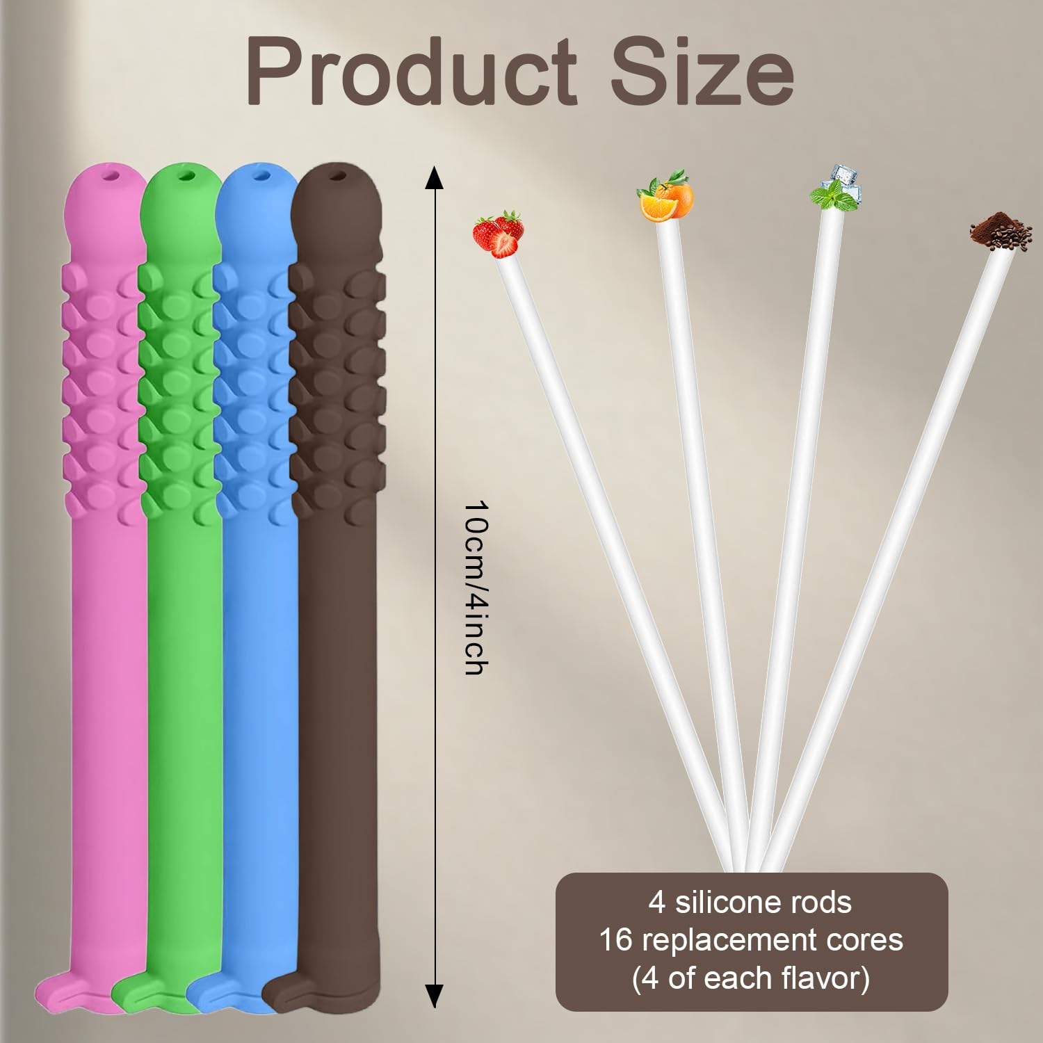 Close-up of chewable breath stick used to curb pen chewing