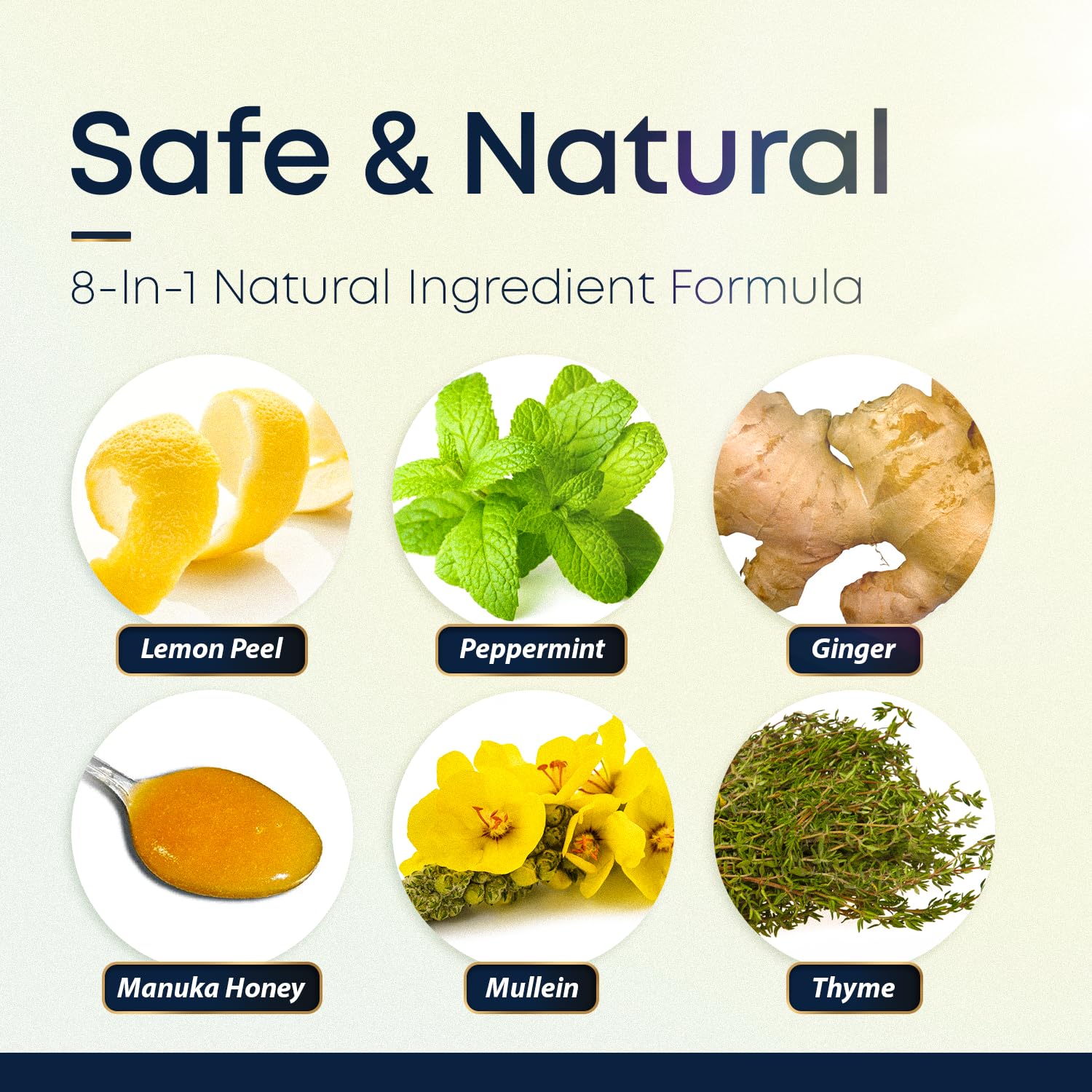 Close-up of BREATHE Drops bottle label with ingredients