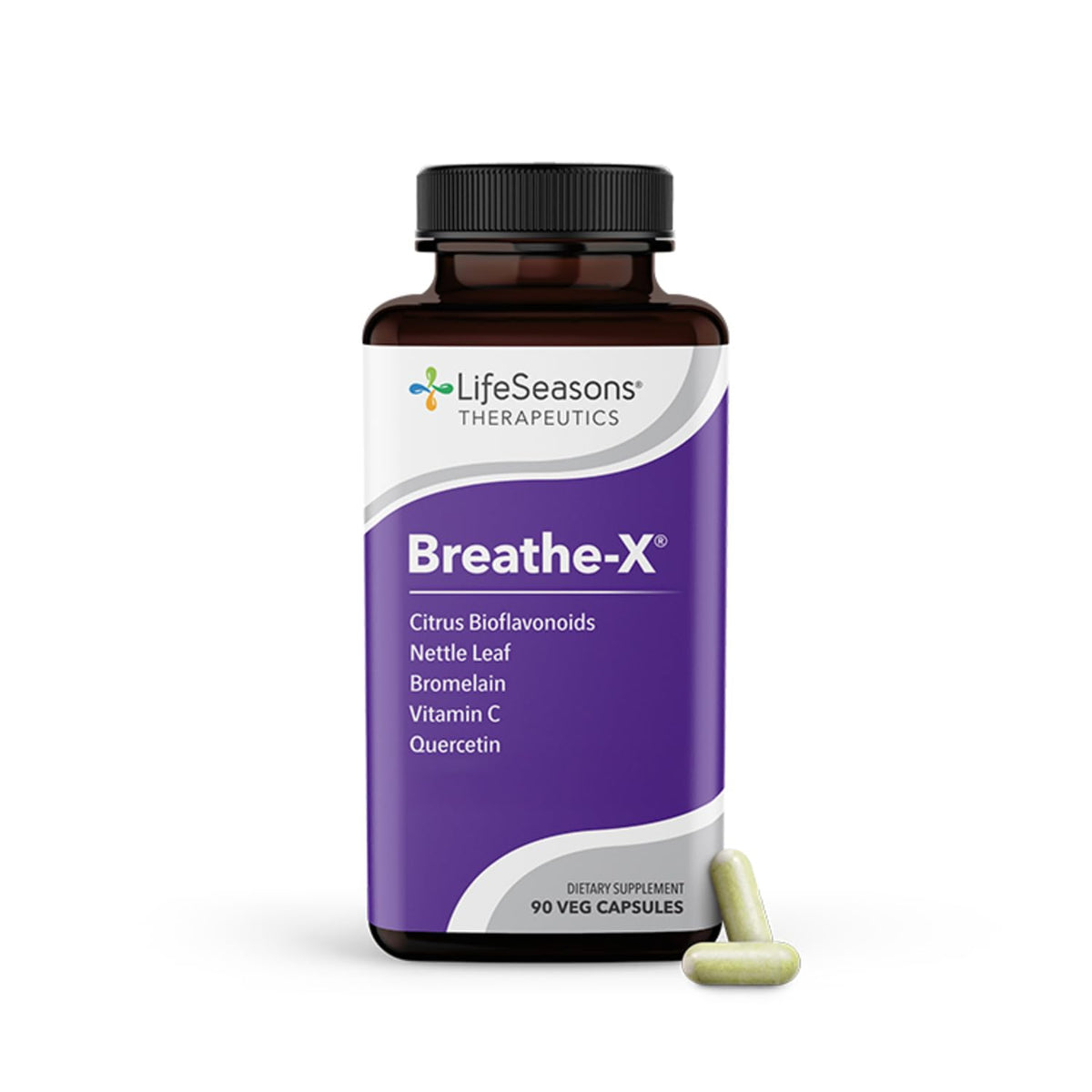 Breathe-X allergy and sinus relief supplement bottle