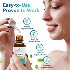 Dropper dispensing Breathium Mullein Drops under the tongue