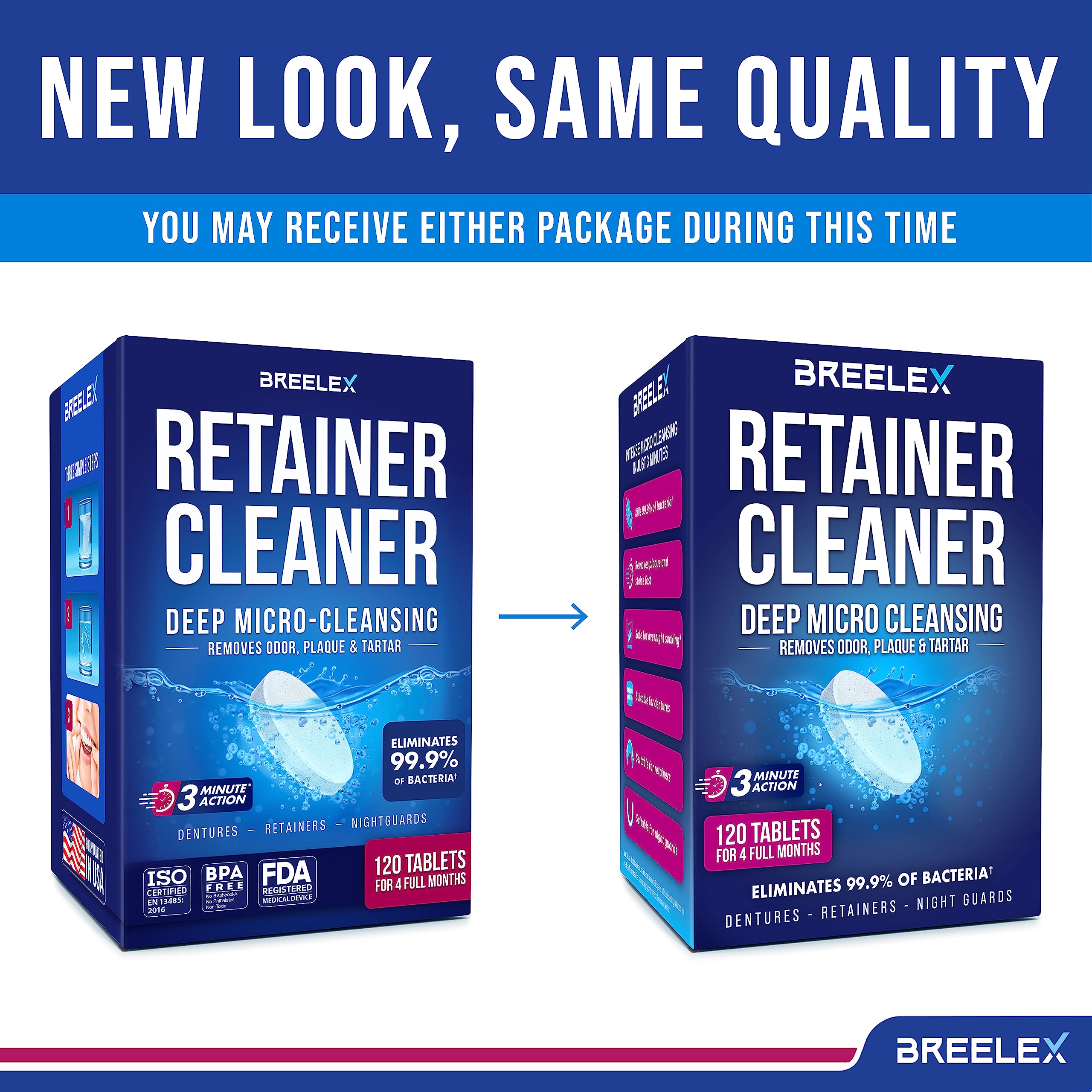Dissolving Breelex tablet in water for dental appliance cleaning
