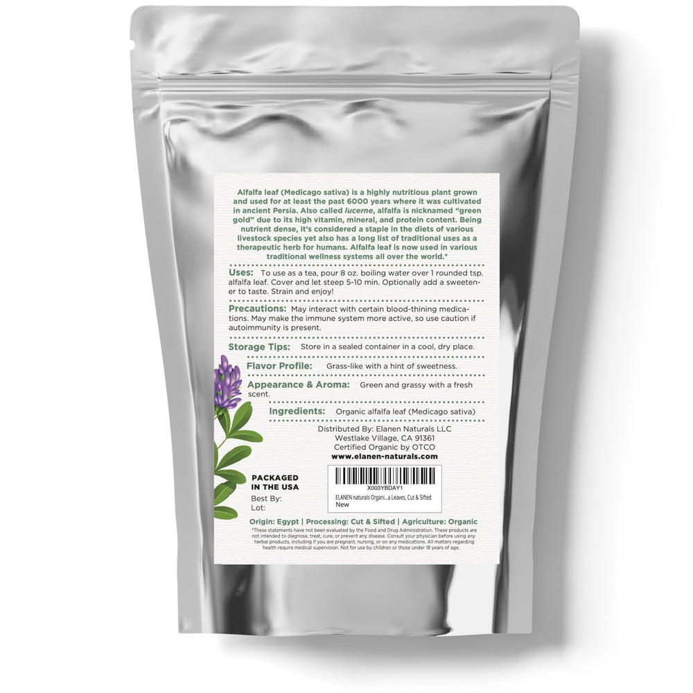 Brewing alfalfa leaf tea in a cup