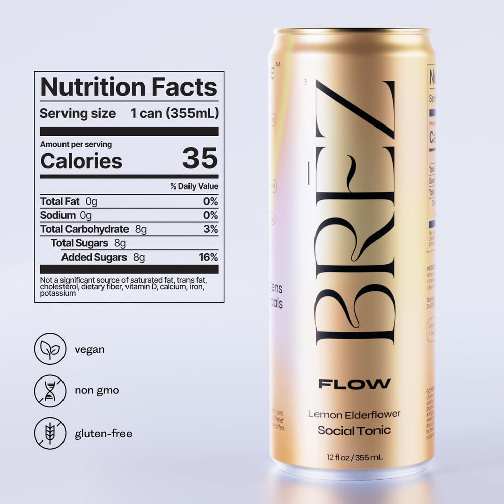 Close-up of ingredients showing lemon, elderflower, and adaptogens