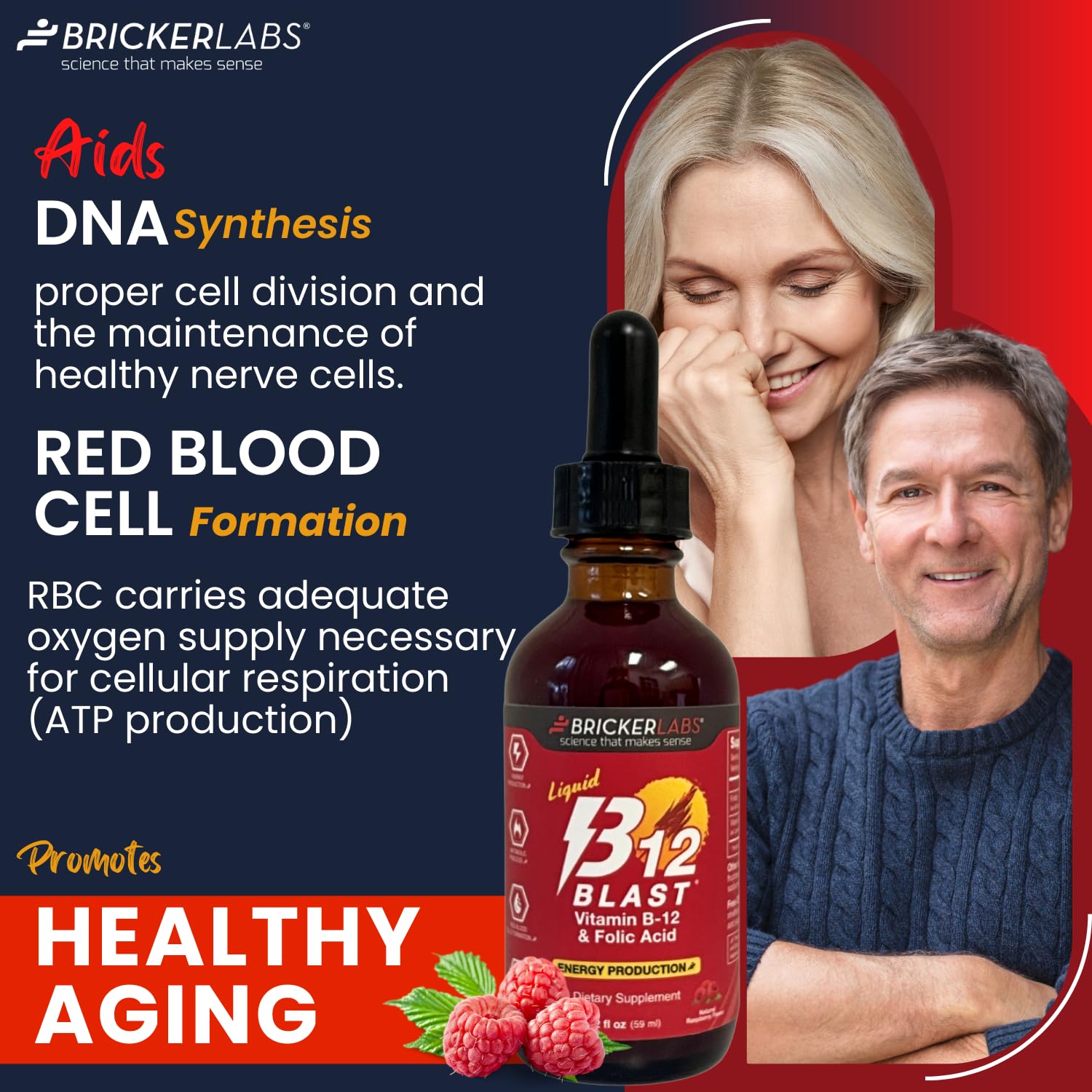 B-12 Blast bottle with raspberry flavor claim