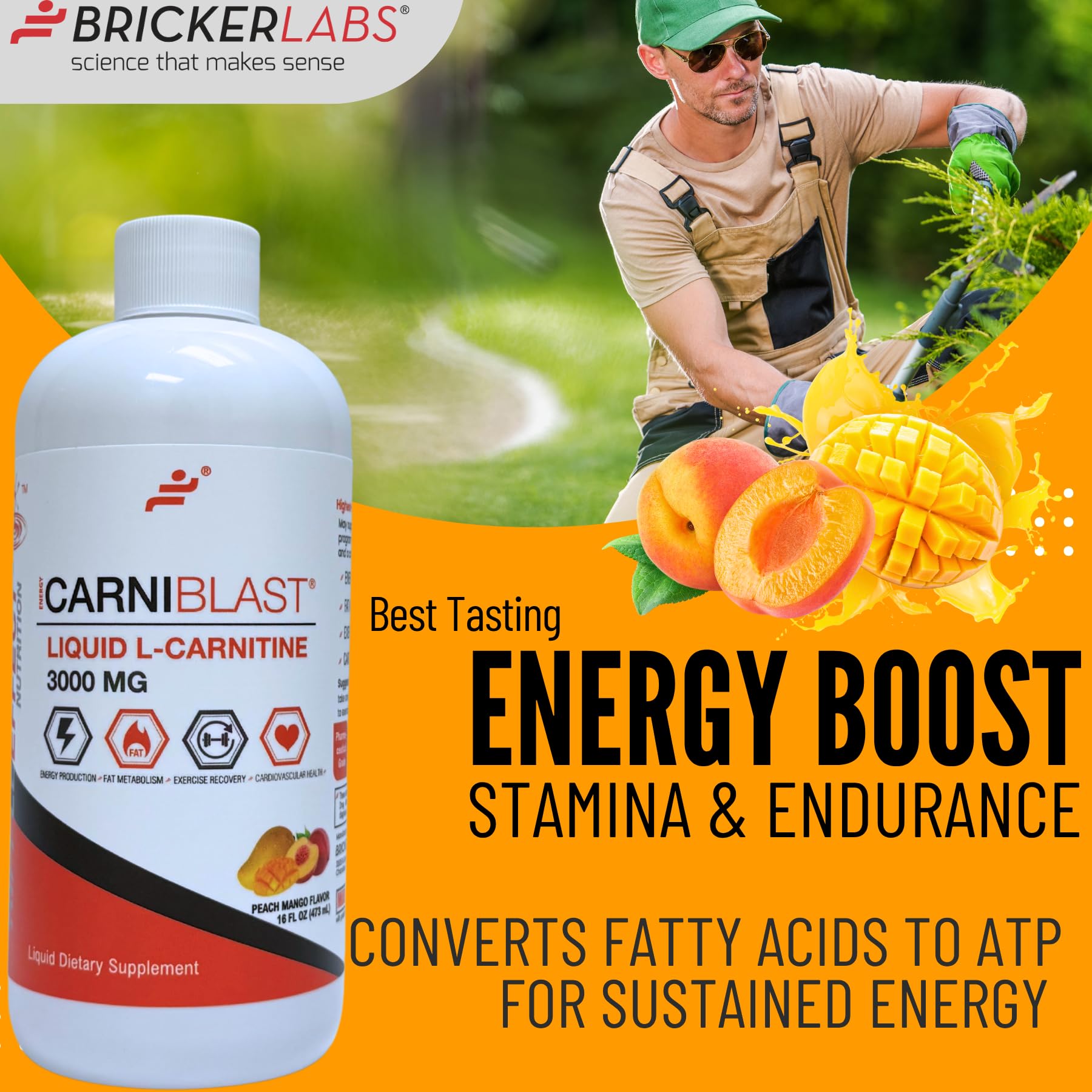 Bricker Labs Carniblast label highlights USA manufacturing and clean formula.