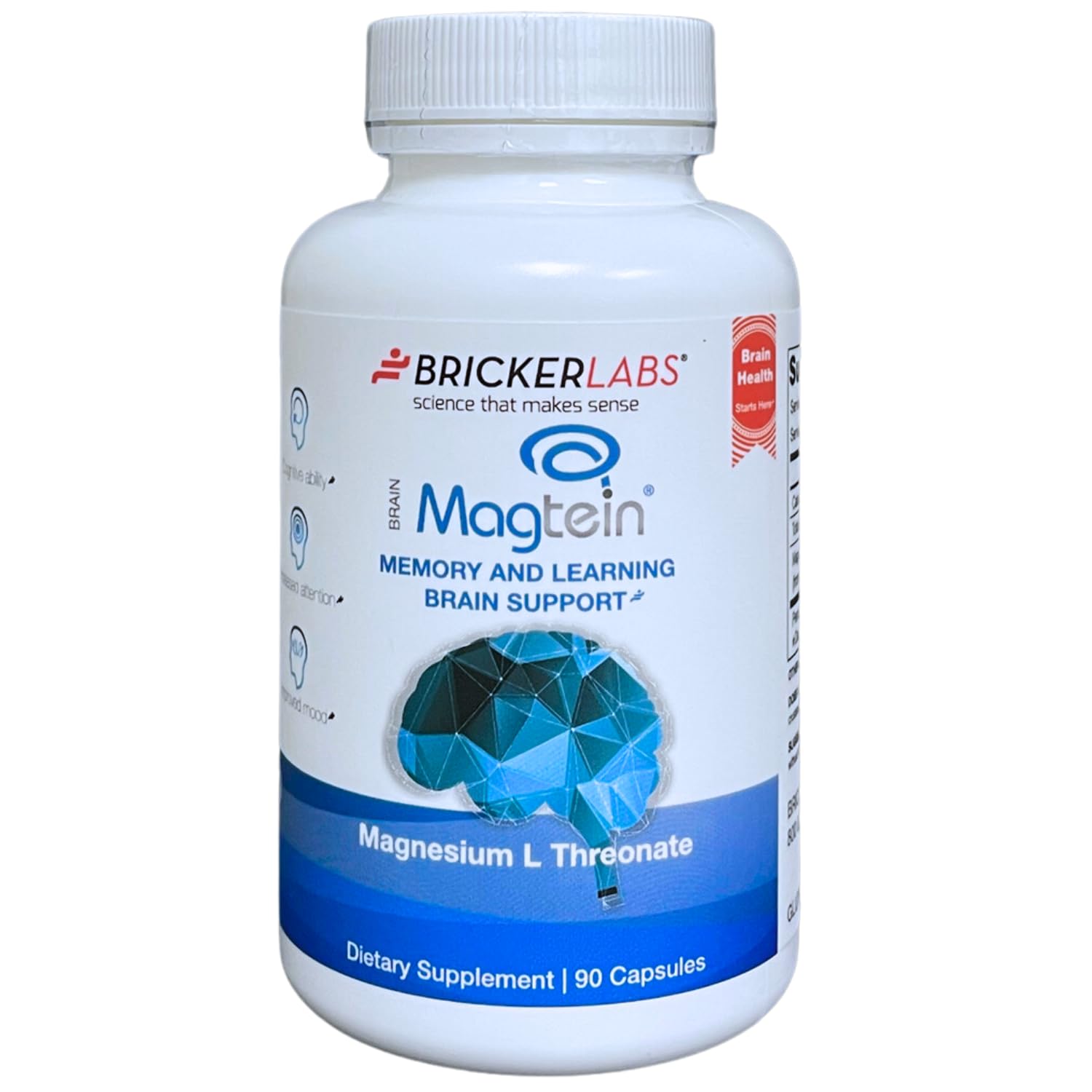 Bricker Labs Magtein Magnesium L-Threonate bottle on white background