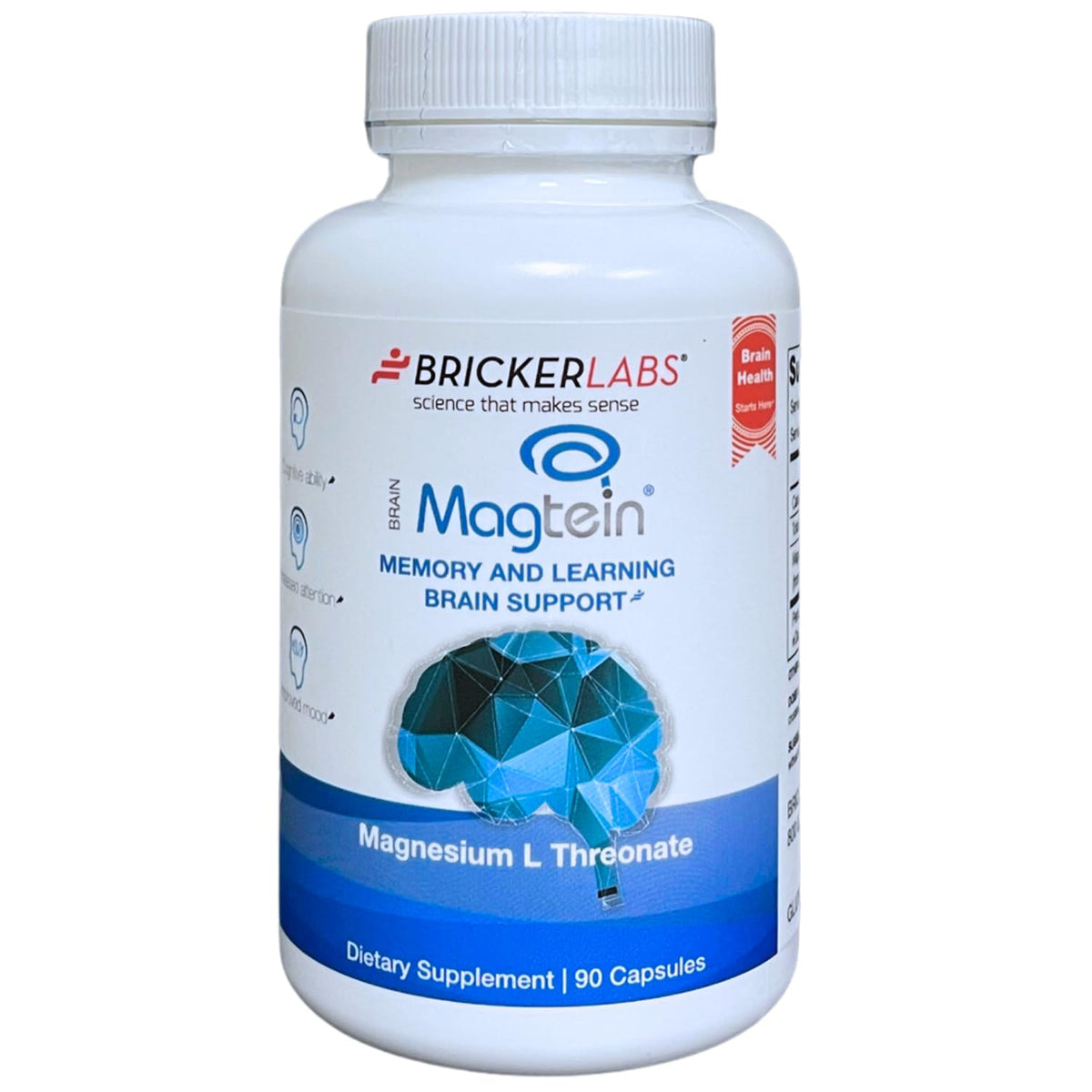 Bricker Labs Magtein Magnesium L-Threonate bottle on white background