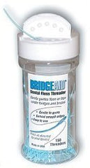 BridgeAid dental floss threader bottle containing 150 threaders, 3-pack