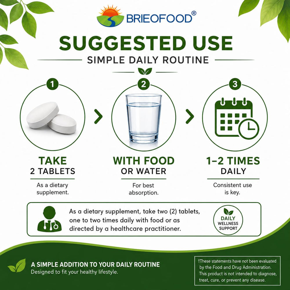 Brieofood label detail highlighting third-party tested and GMP manufacturing assurance
