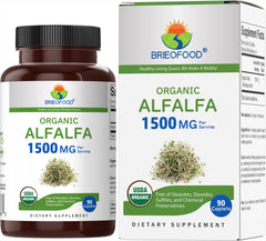 Brieofood Organic Alfalfa 1500mg bottle with 90 tablets