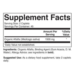 Brieofood Organic Alfalfa 1500mg tablets close-up