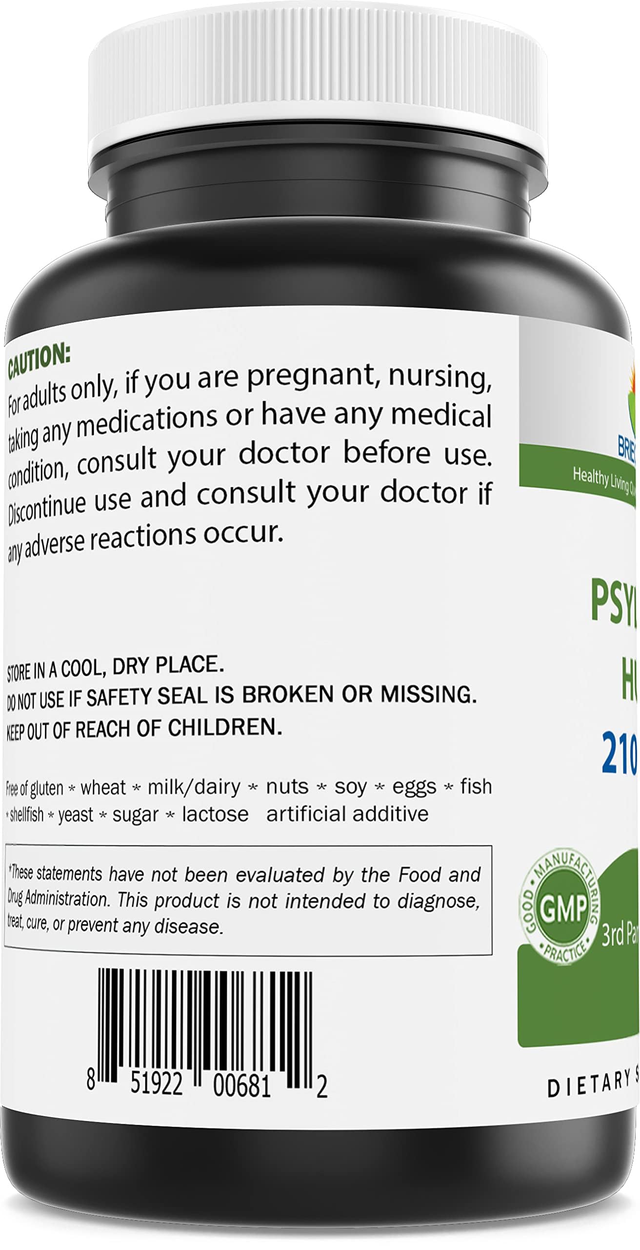 Product packaging with 250 capsules and bottle