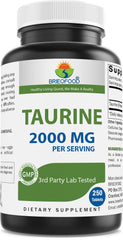 Brieofood Taurine 2000 mg per serving bottle front view
