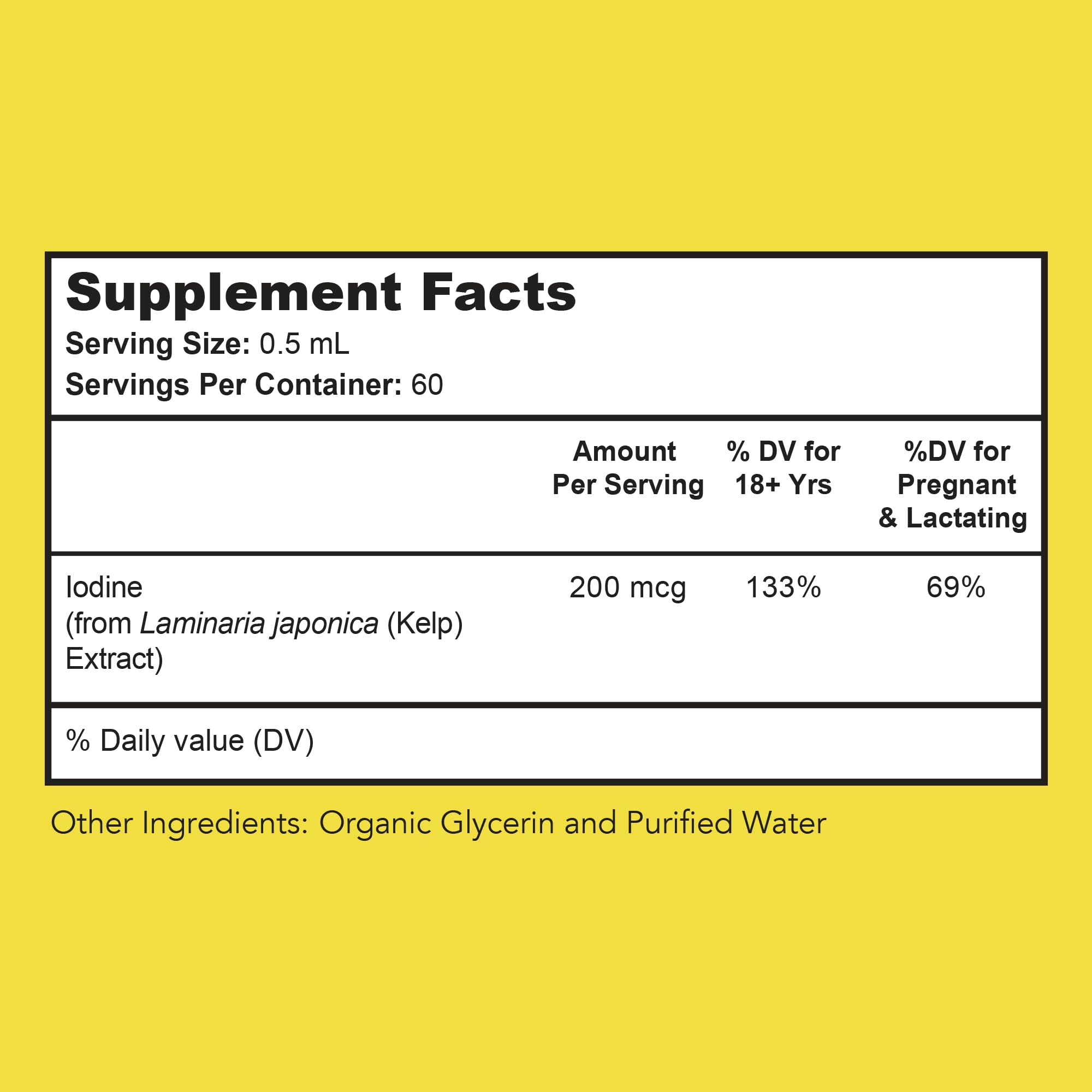 Back view of Bright Naturals Iodine Plus bottle with label