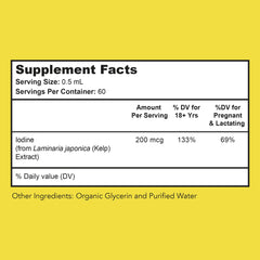Back view of Bright Naturals Iodine Plus bottle with label