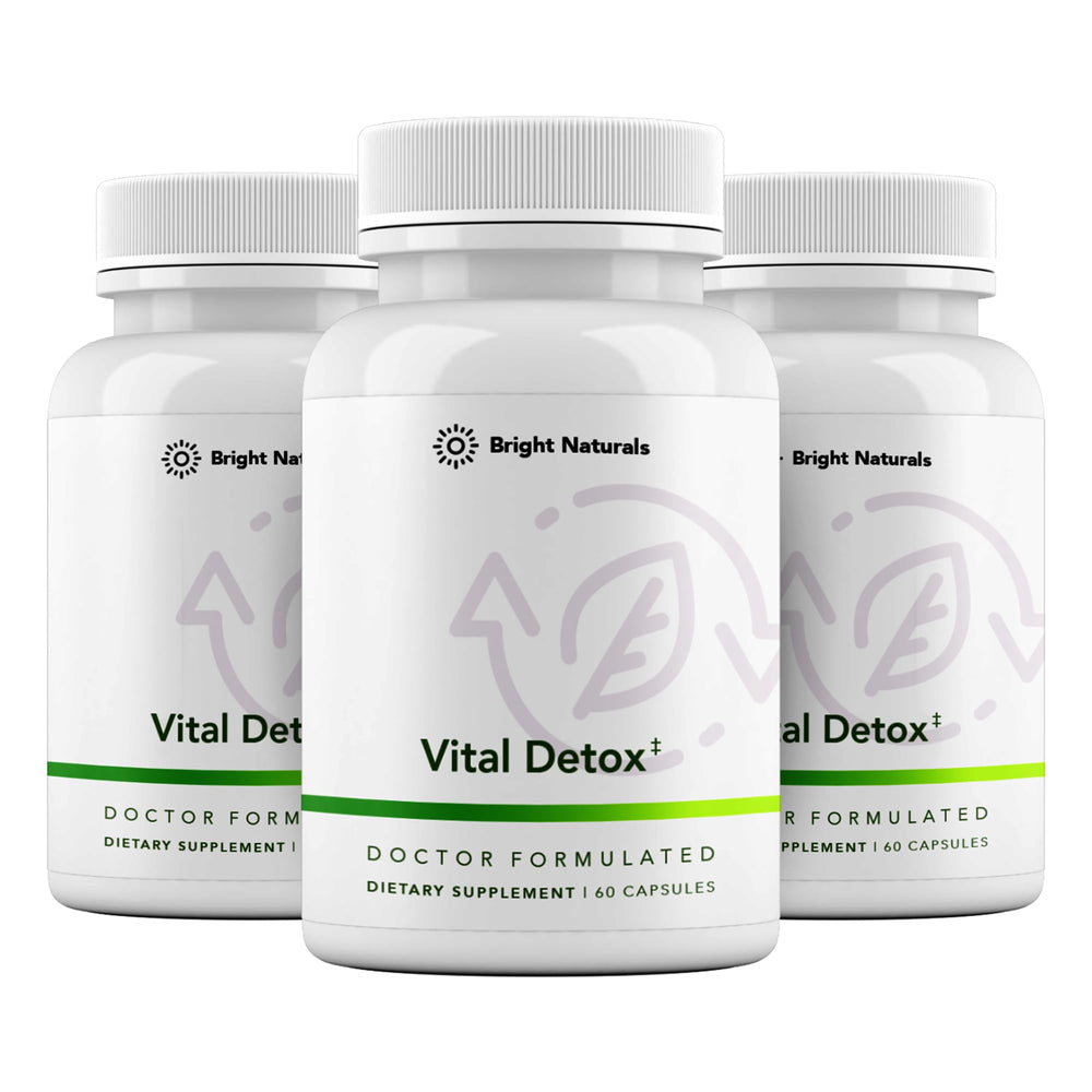 Bright Naturals Vital Detox bottle front view showing enzyme-focused liver support