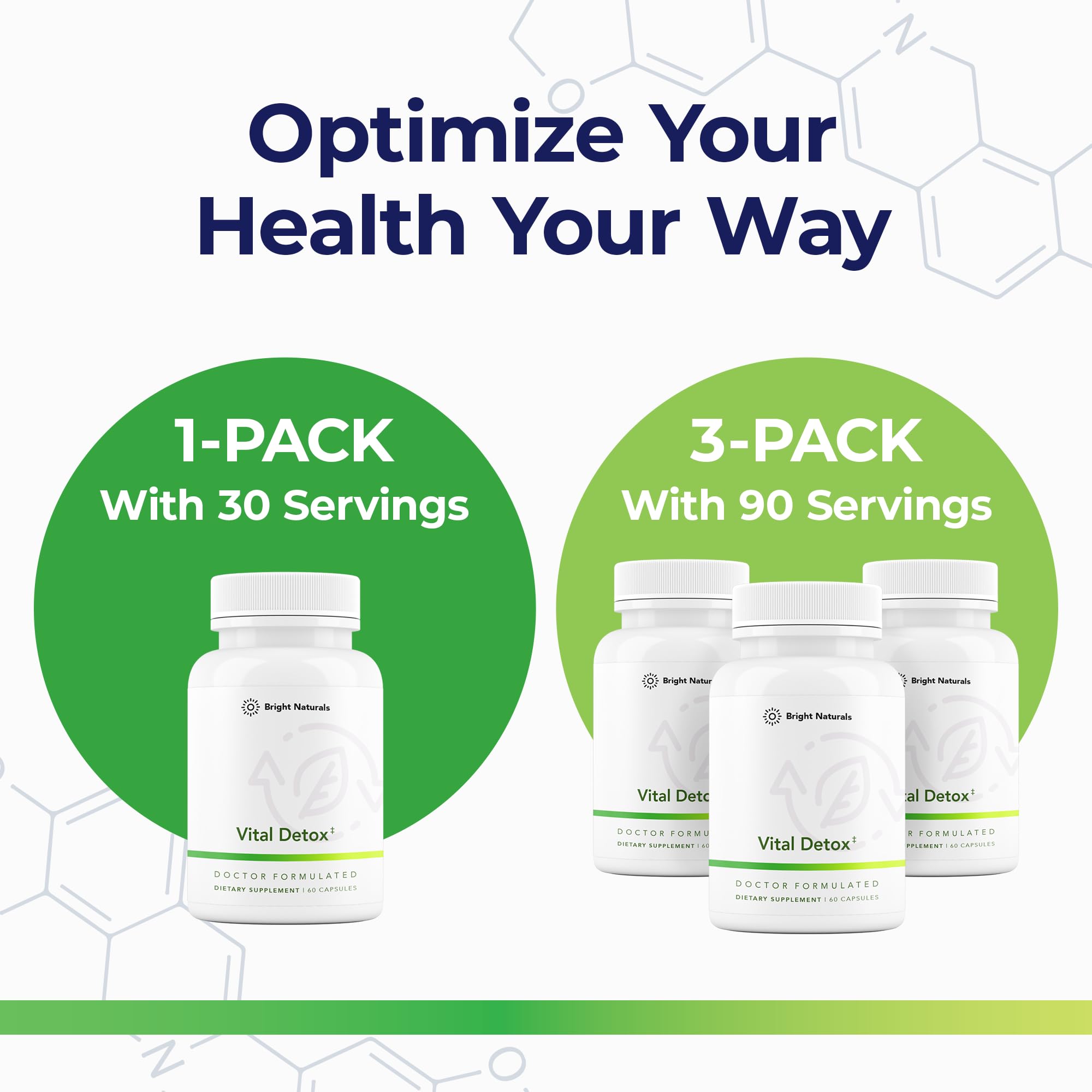 Bright Naturals Vital Detox healthy-skin and energy capsules indicating skin tone and vitality support.